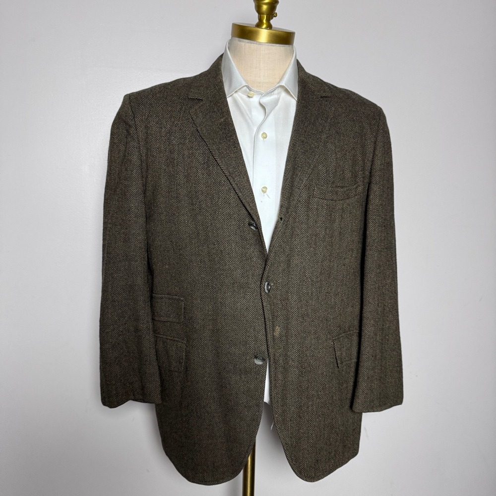Ripley Classic Blazer Mens 42S Brown Herringbone Tweed 3-Button Vintage